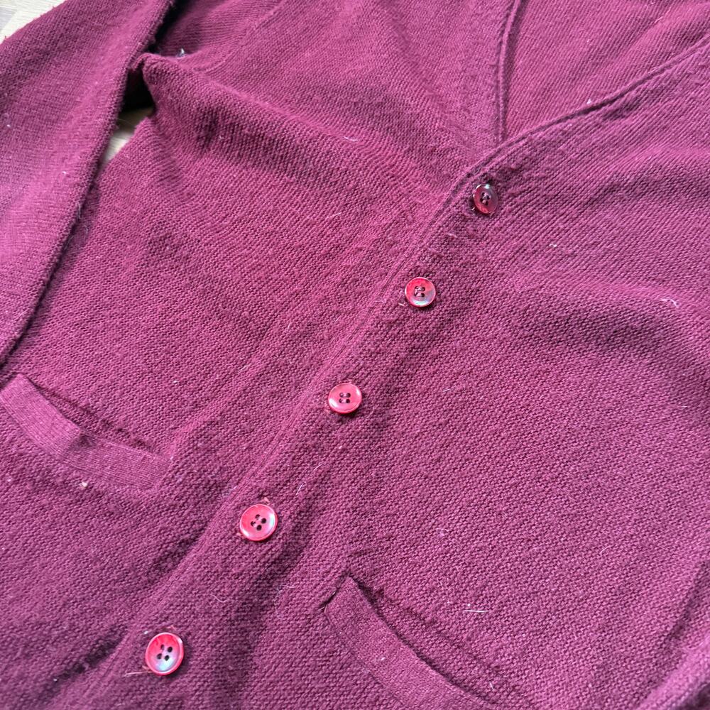 Men's Vintage 1980's Wine Red Maroon Cardigan Knit Golf Light Sweater Sz Medium - Picture 4 of 9
